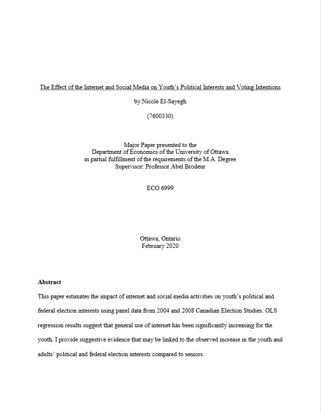 The Effect of the Internet and Social Media on Youth’s Political Interests and Voting Intentions